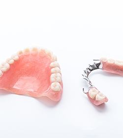 Close-up of full and partial dentures in Ridgefield, CT