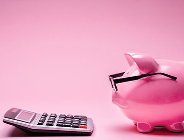 Piggy bank and calculator