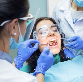 Woman getting a dental treatment