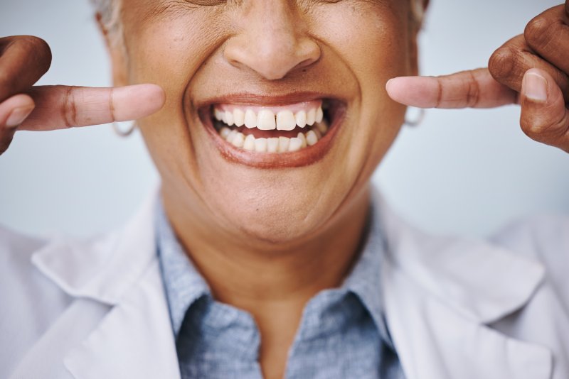 smiling senior with dentures