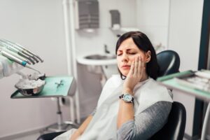 Woman at her dentist to get a root canal