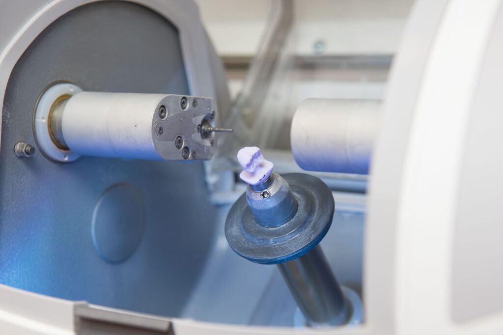 CEREC dental crown in milling machine